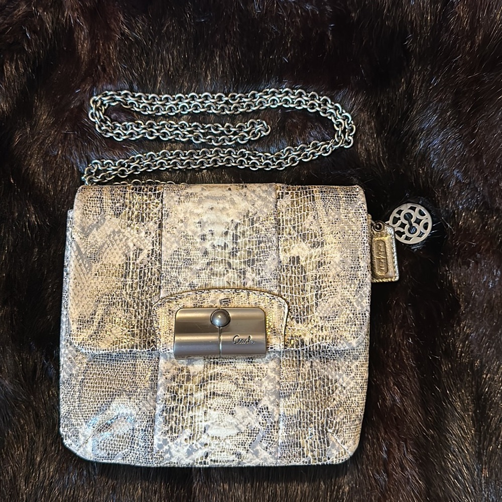 Coach Python Snakeskin Leather Shoulder Crossbody
